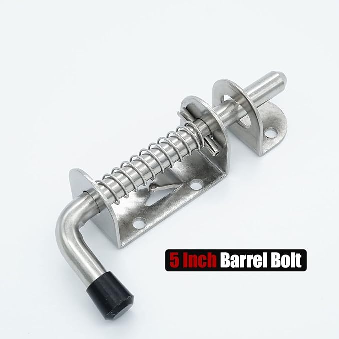 JQK Spring Loaded Latch Pin, 304 Stainless Steel Barrel Bolt Thickened 2mm Door - Image 4