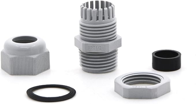 AnRui 25Pcs Waterproof NPT Cable Glands 1/2” Grey Nylon Adjustable Cable Gland - Image 3