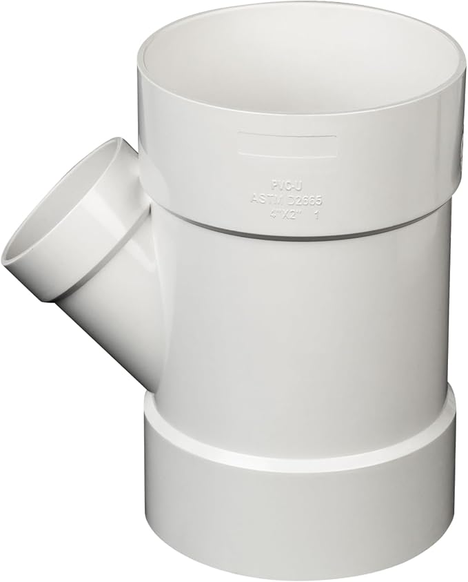 4"X4"X2" PVC 45 Degree Wye DWV Sanitary Drain Waste Reducer Y-TEE white | Vent - Image 4