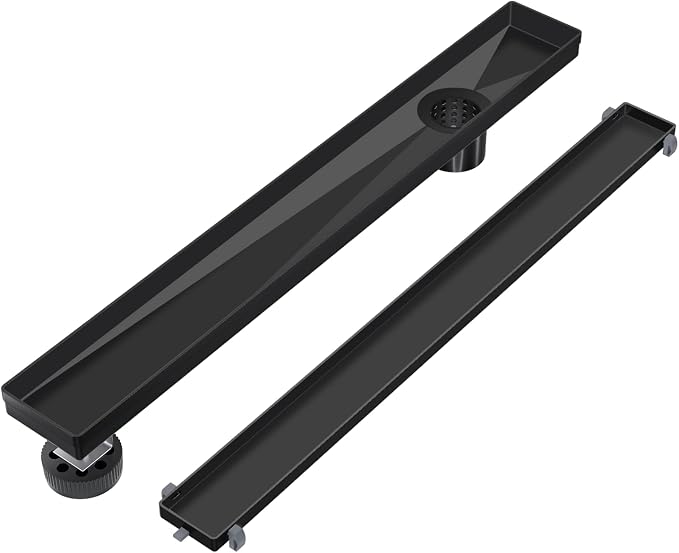 EXF Offset Linear Shower Drain 24 Inch Matte Black by EXF