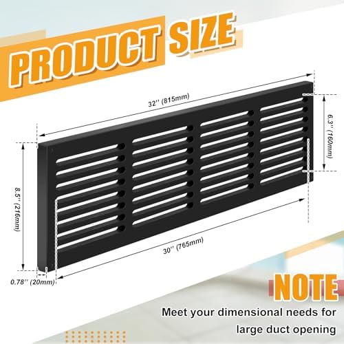 Colingmill 1 Pcs Decorative Return Air Vent Cover 32 x 8.5 x 3/4 Inch Black MDF - Image 2