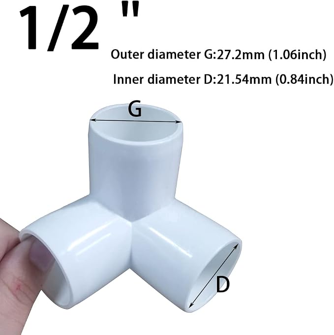 1/2“ Tee PVC Fitting 3 Way Elbow Connector, Furniture Grade 90 Degree Elbow - Image 2