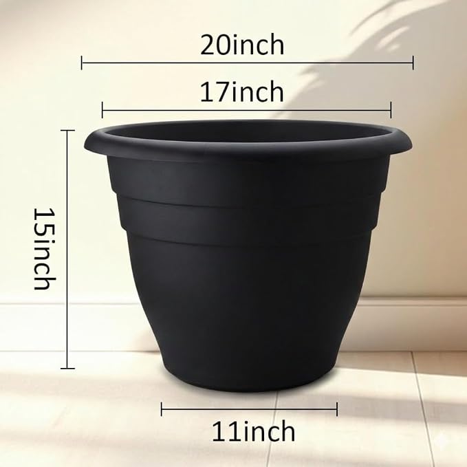 RooTrimmer 6 Pack 20 Inch Large Plant Pots Outdoor, Heavy Duty Plastic Planters - Image 2