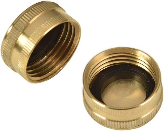 2 Pack 3/4" Brass Garden Hose End Caps - Image 3