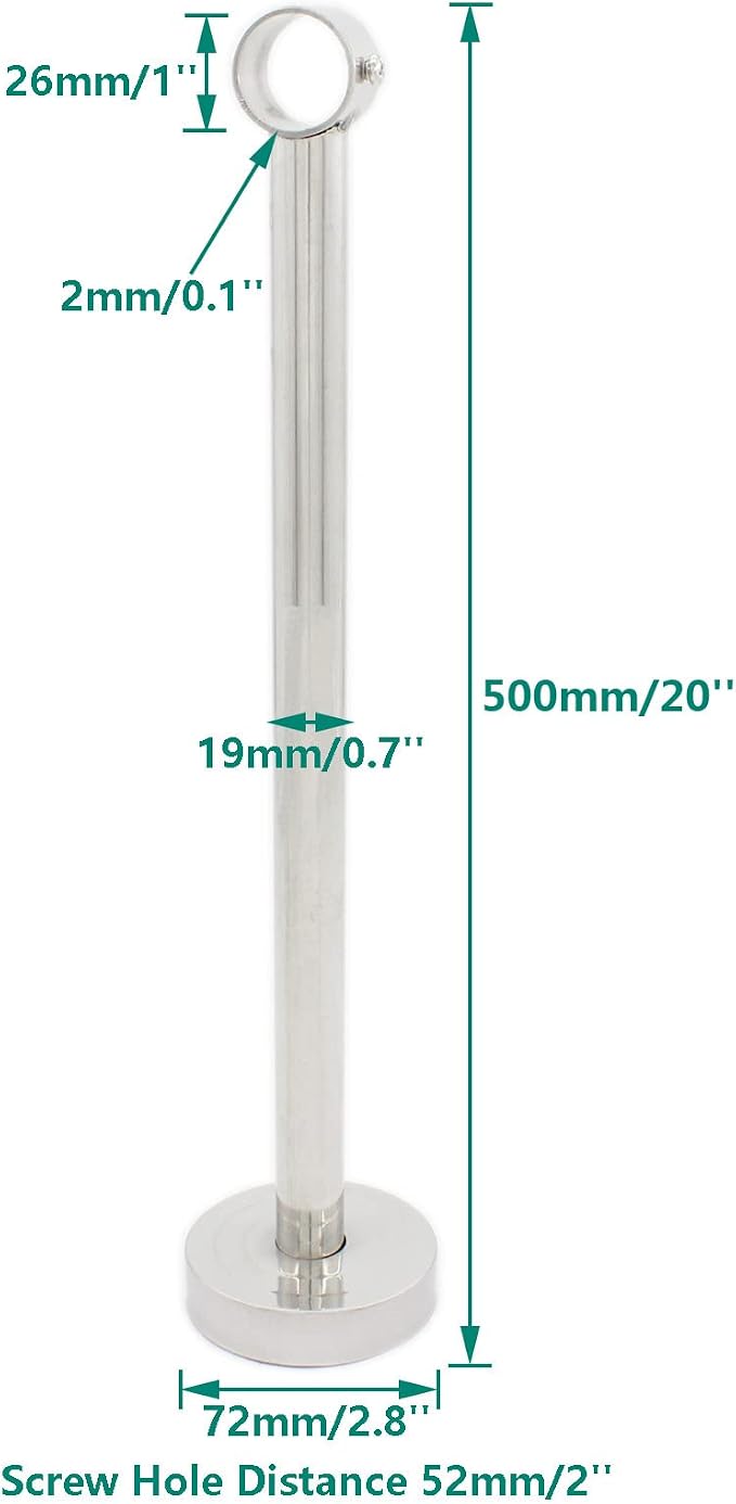 2 Pack Ceiling Mount Bracket, Stainless Steel Wardrobe Pipe Bracket Rod Holder - Image 2