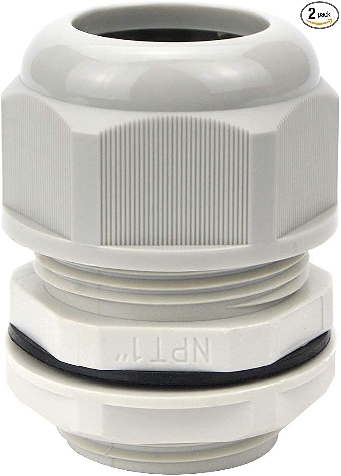 XHF 2 Pcs 1" IP68 Strain Relief Nylon Cord Grip Waterproof NPT Cable Glands by XHF