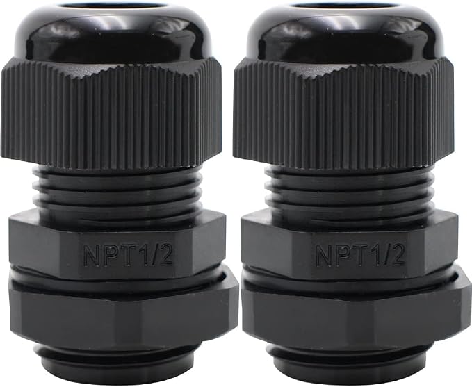 9-Pack 1/2" NPT Cable Glands, IP68 Waterproof Nylon PA66 Strain Relief Cord - Image 3