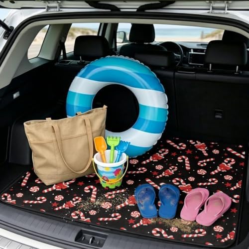 Black Candy Cane Universal Car Trunk Mat All Weather Trunk Protection Cargo - Image 2