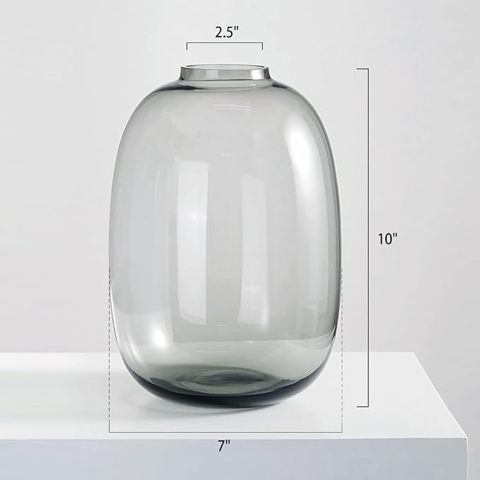 GeLive Smoked Glass Vase, Solid Colored Glass Vase, Flower Arrangement - Image 6