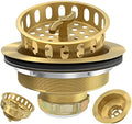 Gold Sink Drain Strainer 3-1/2 Inch Kitchen Sink Drain Assembly Kit by Exakey