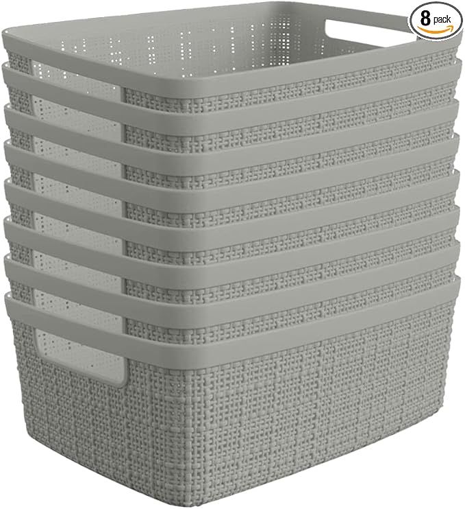 Curver Set of 8 Small 4.5L Jute Decorative Plastic Organization and Storage by Unknown