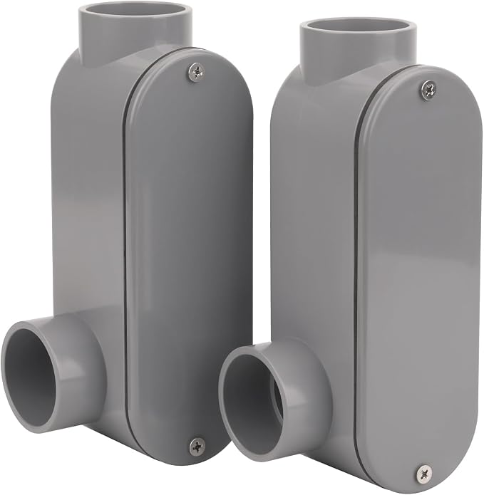 2Pack 1-1/4 Inch Rigid PVC Conduit Body Type LL 1.25IN PVC Conduit Bodies LL by CKVIHAV