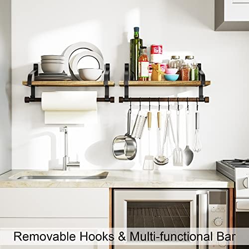 Love-KANKEI 17.3"Floating Wall Shelf Solid Wood, Coffee Bar Carbonized Black - Image 5
