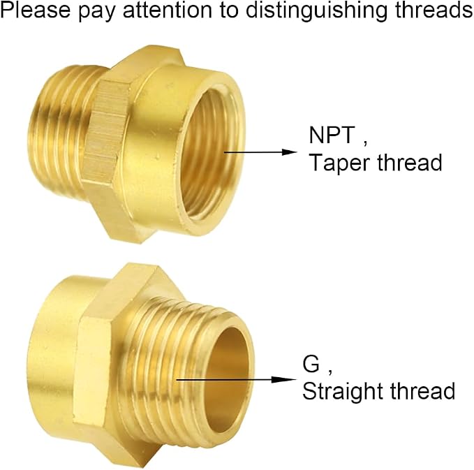 Joywayus 1/2" NPT Thread Female × 1/2" G Thread Male Brass Pipe Fitting Adapter - Image 3