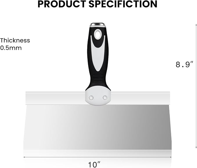 Mister Rui 10" Stainless Steel Drywall Taping Knife, Skimming Blade | 10" - Image 5
