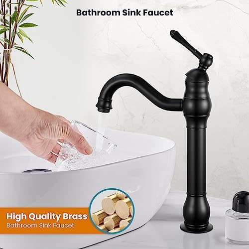 gotonovo Vintage Bathroom Vessel Sink Faucet, Matte Black, - Image 2