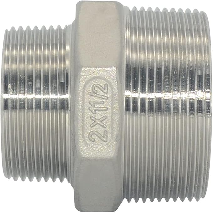 2" x 1-1/2" Male Threaded Reducing Nipple Fitting/Adapter, Stainless Steel - Image 2