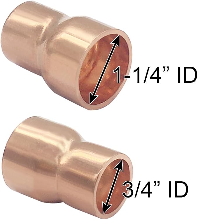 Joywayus 1PCS 1-1/4" x 3/4" ID Copper Sweat Reducer Coupling Pipe Fitting - Image 2