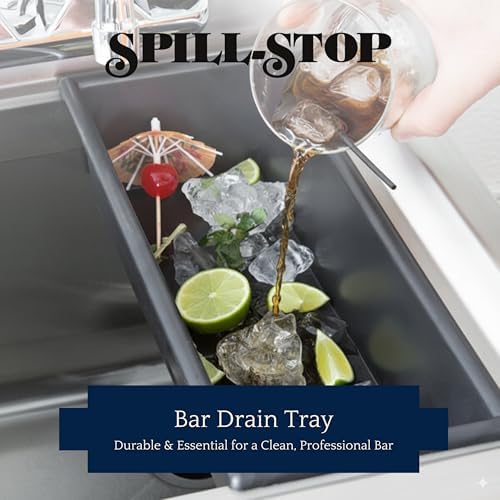 Spill-Stop 13-760 Bar Drain Tray, Durable Black Plastic, Large 14" x 5" x 3" - Image 2