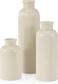 Small Beige Ceramic Vase Set of 3, Boho Modern Beige Flower Vase Room Decor by GUKJOB