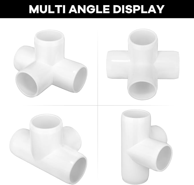 4 Way PVC Fittings 1 Inch, Furniture Grade Pipe Connector Elbow, 4 Way Side - Image 6