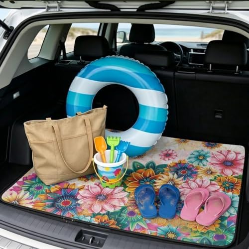 Floral Dragonfly Car Trunk Mat Universal Fit 29"x39" - Image 2