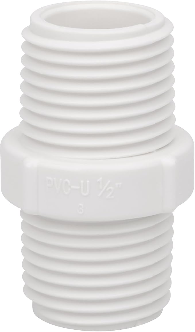 20Pack 1/2 Inch PVC Nipple Coupling Adapter Connector 1/2" PVC NPT Thread Pipe - Image 5