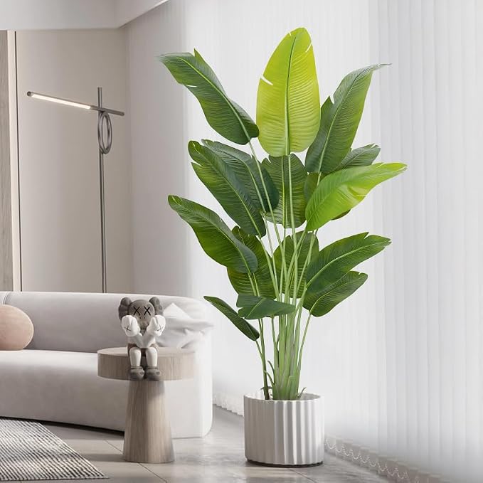 Artificial Bird of Paradise Plant 6.5Ft Tall Fake Tropical Palm Tree Large Fake - Image 2
