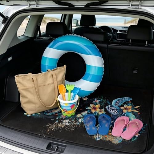 ELEQIN Boho Sea Turtle Floral, Car Cargo Liner, All Weather Heavy Duty Trunk - Image 2