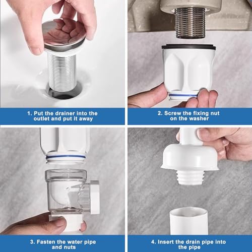 Bathroom Sink Drain Kit Flexible Expandable P-Trap Sink Drain Pipe - Image 5