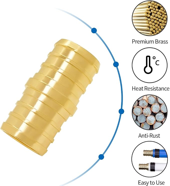 Hooshing 10PCS 3/4 Inch Straight Coupling PEX Fitting | Heavy Duty Brass Crimp - Image 2