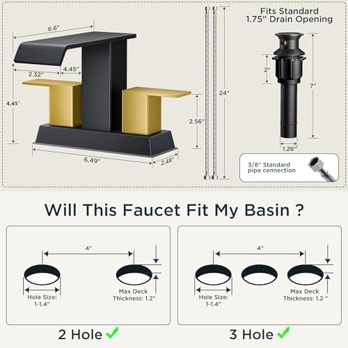 FORIOUS Bathroom Faucets 3 Hole - Image 2