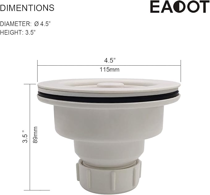 White Polymer Drain Kitchen Sink Drain Assembly - Image 7