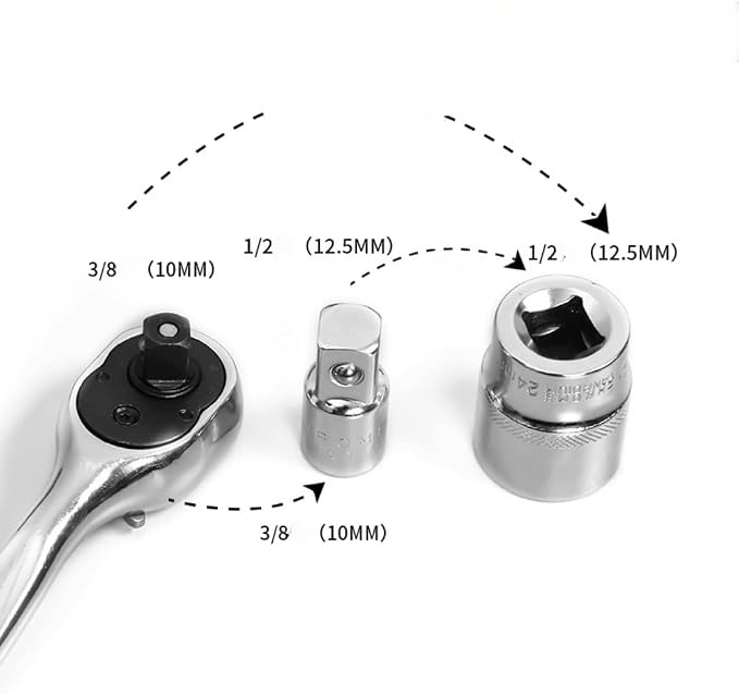 6 PCS Socket Adapter and Reducer Set, 1/4 to 3/8, 3/8 to 1/2, 1/4 to 1/2 Impact - Image 9
