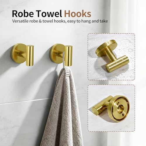5-Piece Gold Bathroom Accessories Set Complete Wall Mounted - Image 6