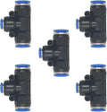 zjxed 5 Pcs 3/8" x 1/4"x 3/8" Pneumatic T Shaped 3 Way Tube Reducer Connector by ROZESAZZ