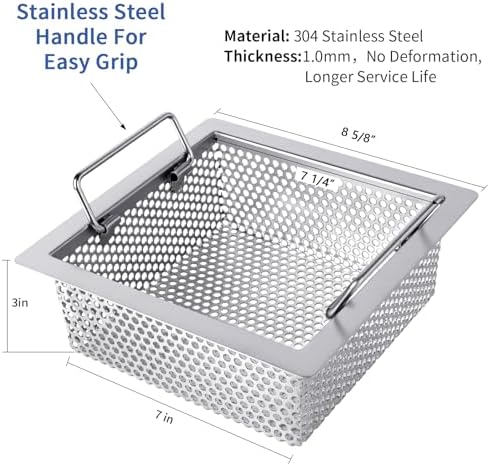 Floor Drain Strainer 304 Stainless Steel, Double Handle Basket, 8.5" x 8.5" x - Image 4