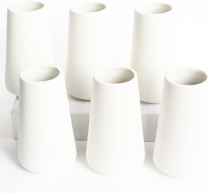 YANLING 6 Pack White Ceramic Vases by YANLING
