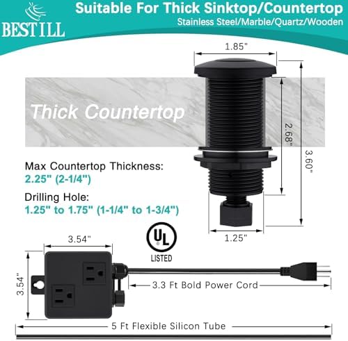 BESTILL Garbage Disposal Air Switch Kit-Professional, Dual Outlet Matte Black - Image 6