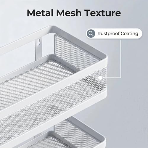 PUSDON 5-in-1 Wide Wall Mount Wrapped Mesh Kitchen Organizer & Shower Caddy Kit - Image 5