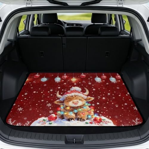 Red Christmas Cow Universal Cargo Liner Gardening Trunk Mat Waterproof Cargo by Unknown
