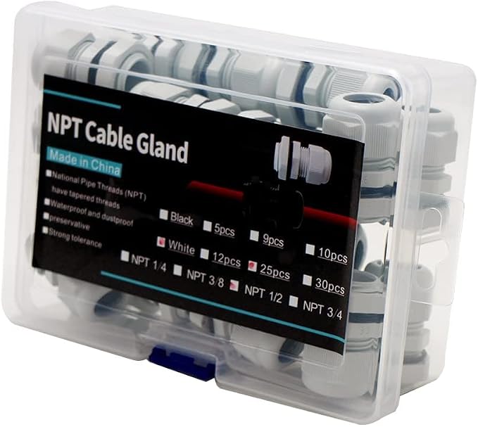 25-Pack 1/2" NPT Cable Glands, IP68 Waterproof Nylon PA66 Strain Relief Cord - Image 4