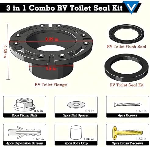 RV Toilet Seal & 3" Socket Floor Flange Kit - Image 2