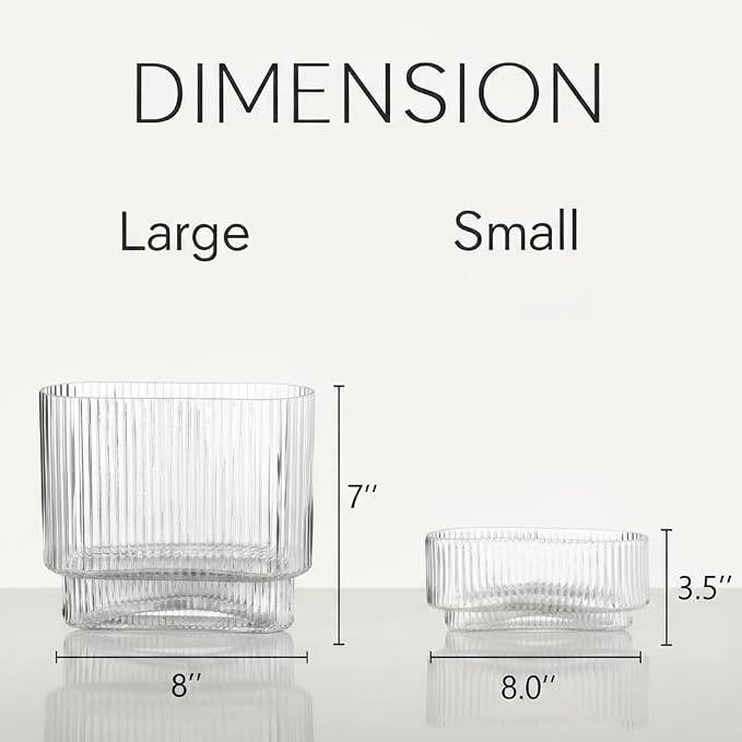 Short Glass Vases, Ribbed Vase for Flowers, Modern Small Vase for Living Room - Image 7