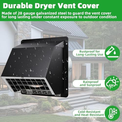 6 Inch Hooded Wall Vent with Flap and Mesh, 6inch Dryer Vent Cover Exterior - Image 6