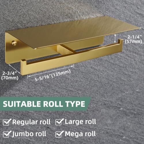 APLusee Brushed Gold Double Toilet Paper Holder - Image 4