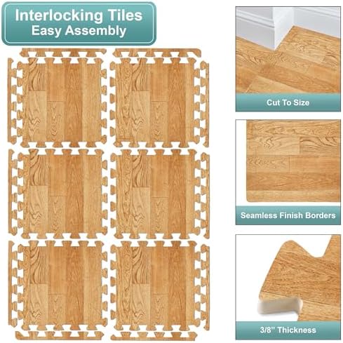 Sorbus Wood Grain Foam Floor Tiles - Image 6