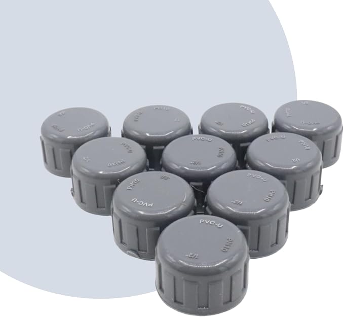 10-Pack PVC Female Thread End Cap Plug Fittings, 1/2Inch Gray | plumbing diy - Image 3