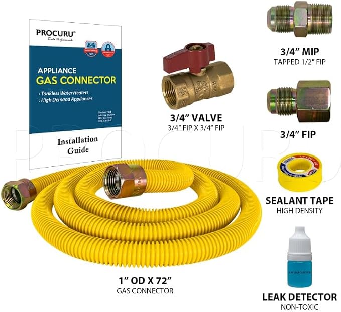1" OD x 72" x 3/4"MIP x 3/4"FIP Flexible Gas Connector Kit - Image 3