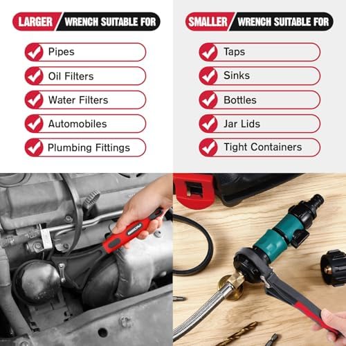 2-Piece Rubber Strap Adjustable Wrench Set Diameter 4" and 6", Oil Filter Pipe - Image 4